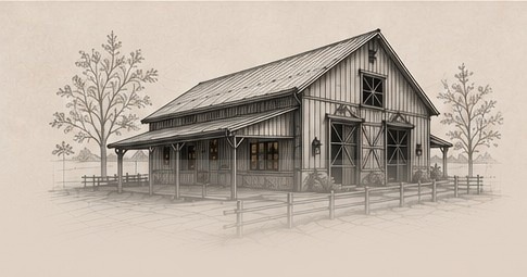 Architectural sketch of a barn structure